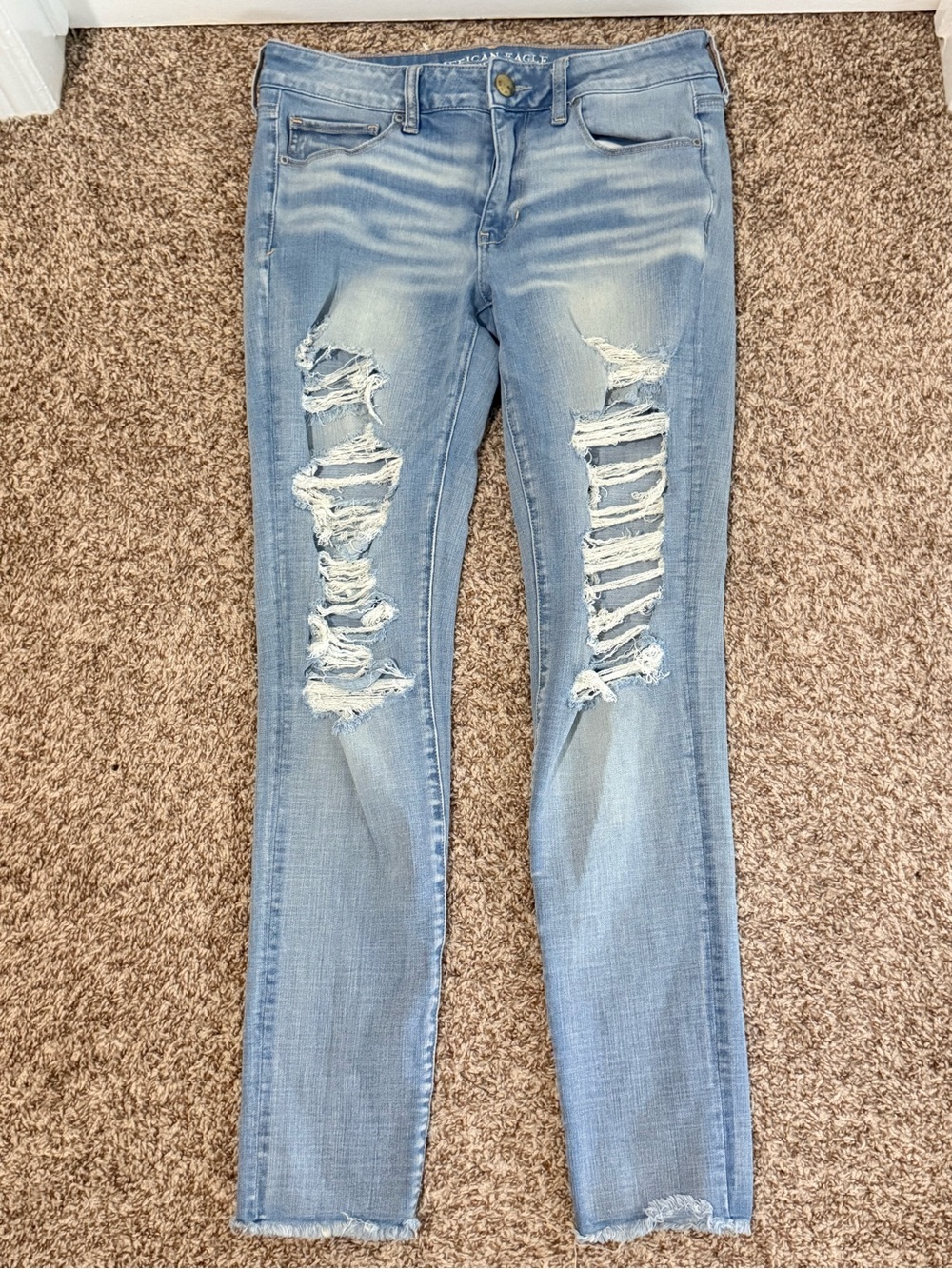 American Eagle Outfitters Light Blue Ripped Skinny Jeans